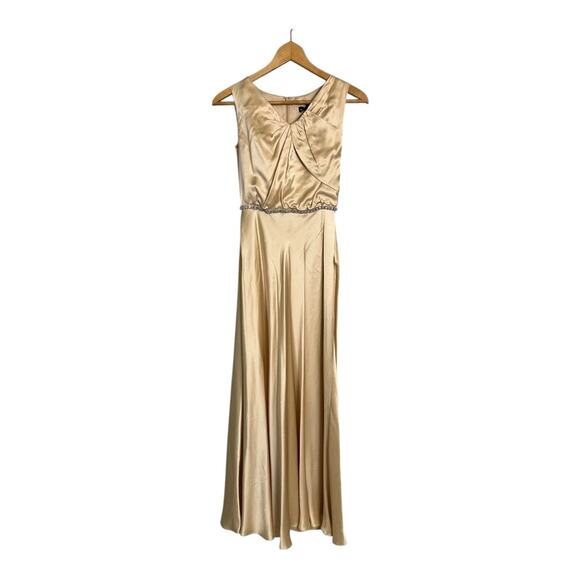 Aidan Mattox 100% Silk Formal Dress Gown Gold Prom Homecoming Wedding Small - Picture 1 of 11